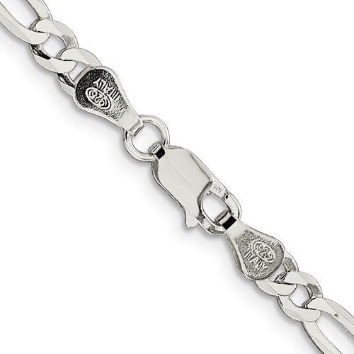 Sterling Silver 3.9mm Flat Figaro Chain 18inch