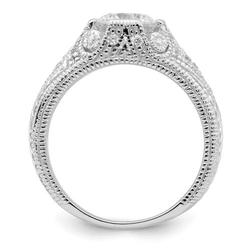 Sterling CZ Antique Style Engagement Ring