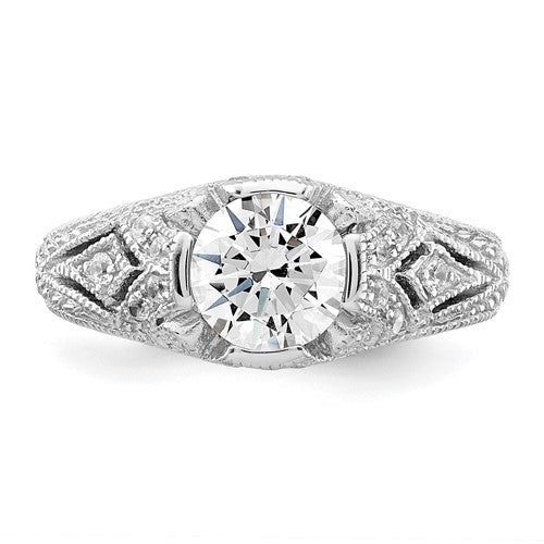 Sterling CZ Antique Style Engagement Ring