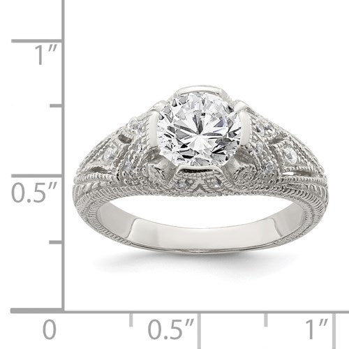 Sterling CZ Antique Style Engagement Ring