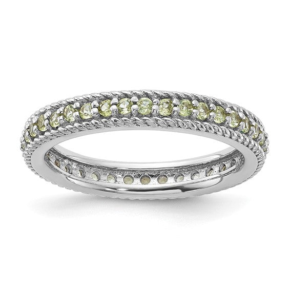 Sterling Silver Stackable Expressions Polished Peridot Eternity Ring