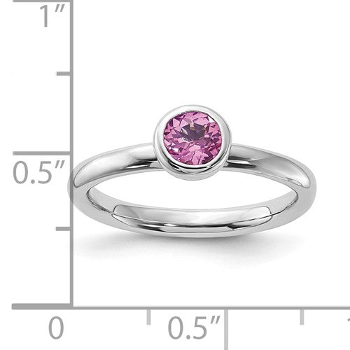 Sterling Silver Stackable Expressions Created Pink Sapphire Ring