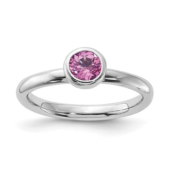 Sterling Silver Stackable Expressions Created Pink Sapphire Ring