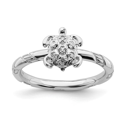 Sterling Stackable Diamond Turtle Ring