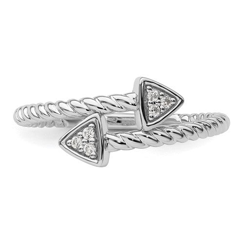 White Ice Sterling Silver Rhodium-plated Diamond Arrow Ring sz 8