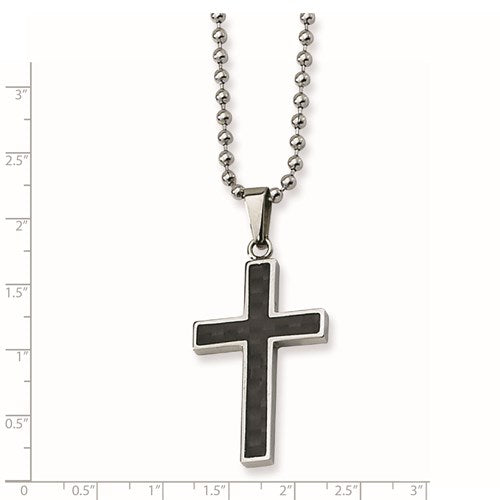 Stainless Necklace Polished with Black Cross SRN108-22