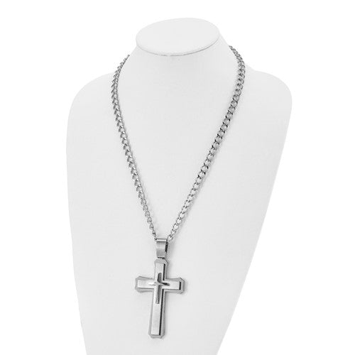 Stainless Necklace  Large Cross SRN307-24