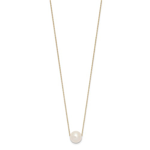 14K 8mm Round White FWC Pearl Rope Necklace 18inch