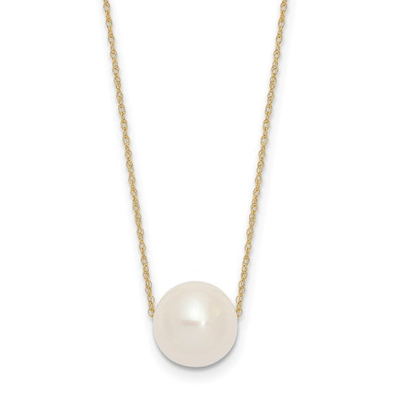 14K 8mm Round White FWC Pearl Rope Necklace 18inch