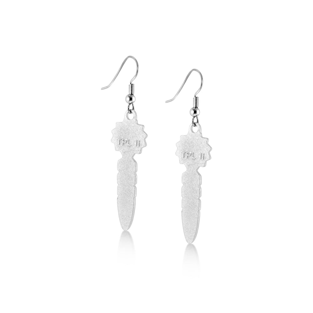 Pinecone Patchwork Birthstone Feather Earring (Black/White)-LumbeeJewelry.com