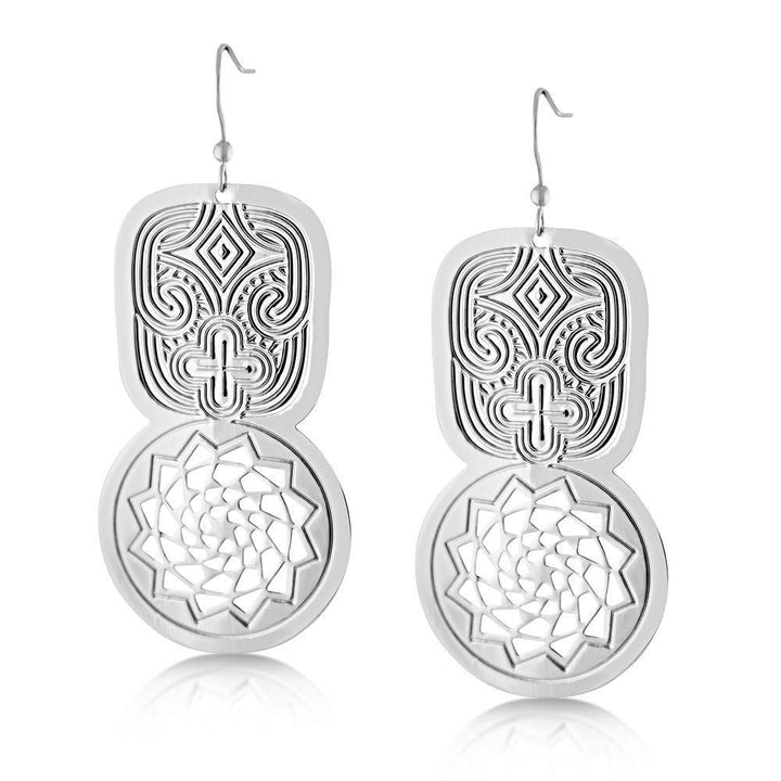 Southeastern Woodlands Slab Earring (Silver)-LumbeeJewelry.com