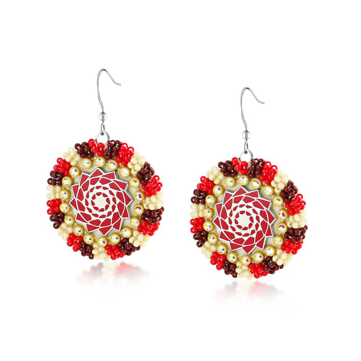 Hand Beaded Earrings SM Red