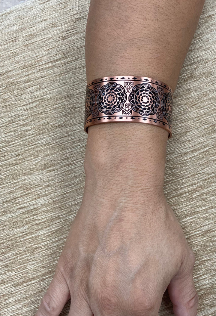 Pinecone Patchwork Copper Cuff Bracelet-LumbeeJewelry.com