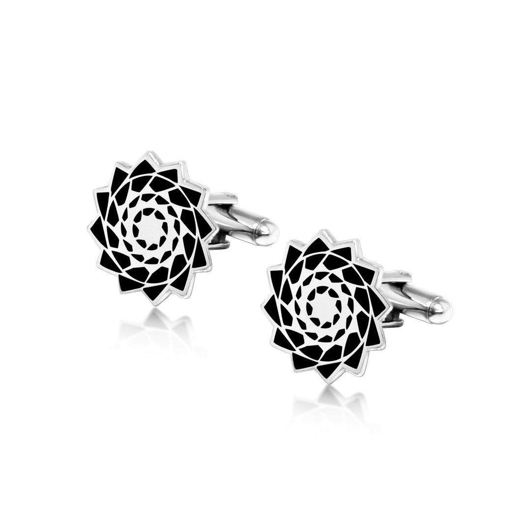 Pinecone Patchwork Cuff Links (Black)-LumbeeJewelry.com