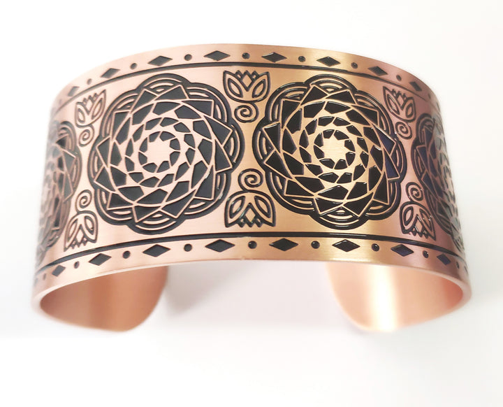 Pinecone Patchwork Copper Cuff Bracelet-LumbeeJewelry.com