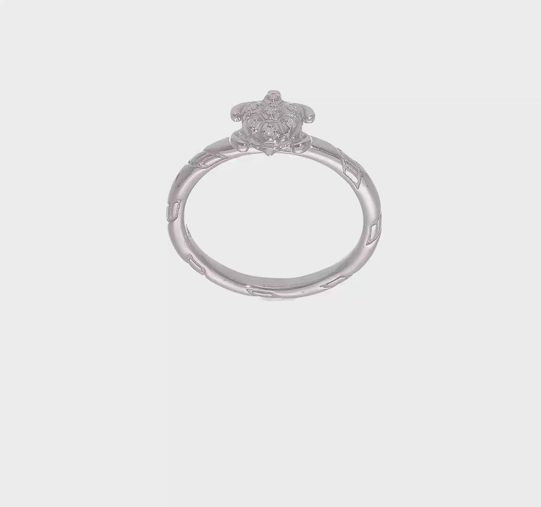 Sterling Stackable Diamond Turtle Ring