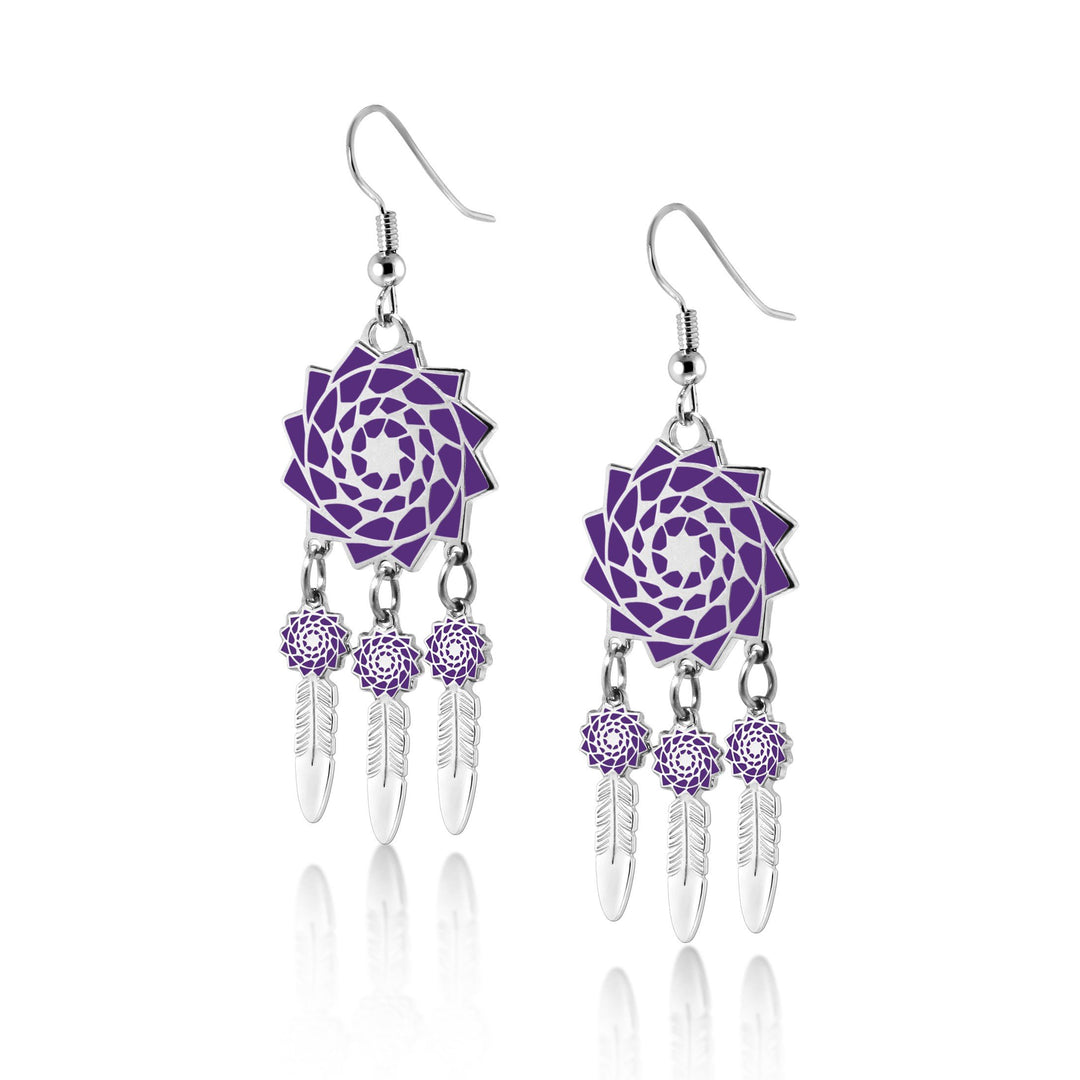 Pinecone Patchwork Mandela Earring (Purple)-LumbeeJewelry.com