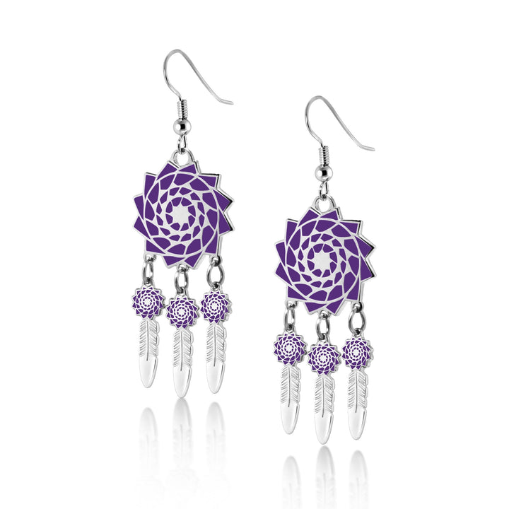 Pinecone Patchwork Mandela Earring (Purple)-LumbeeJewelry.com