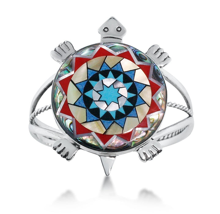 Pinecone Patchwork Inlay Bracelet Turtle Puna Sterling
