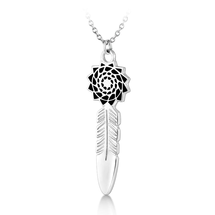 Pinecone Patchwork Birthstone Feather Pendant w/18 Necklace