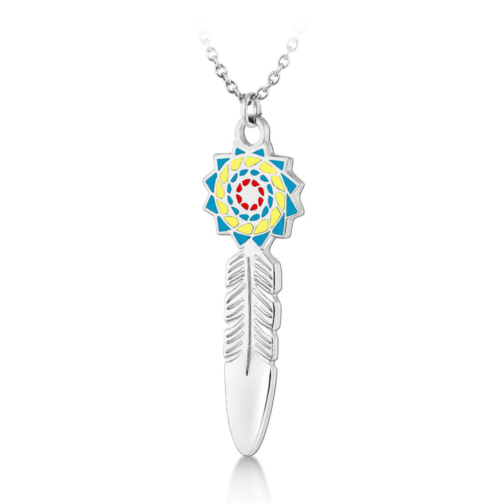 Pinecone Patchwork Birthstone Feather Pendant w/18 Necklace