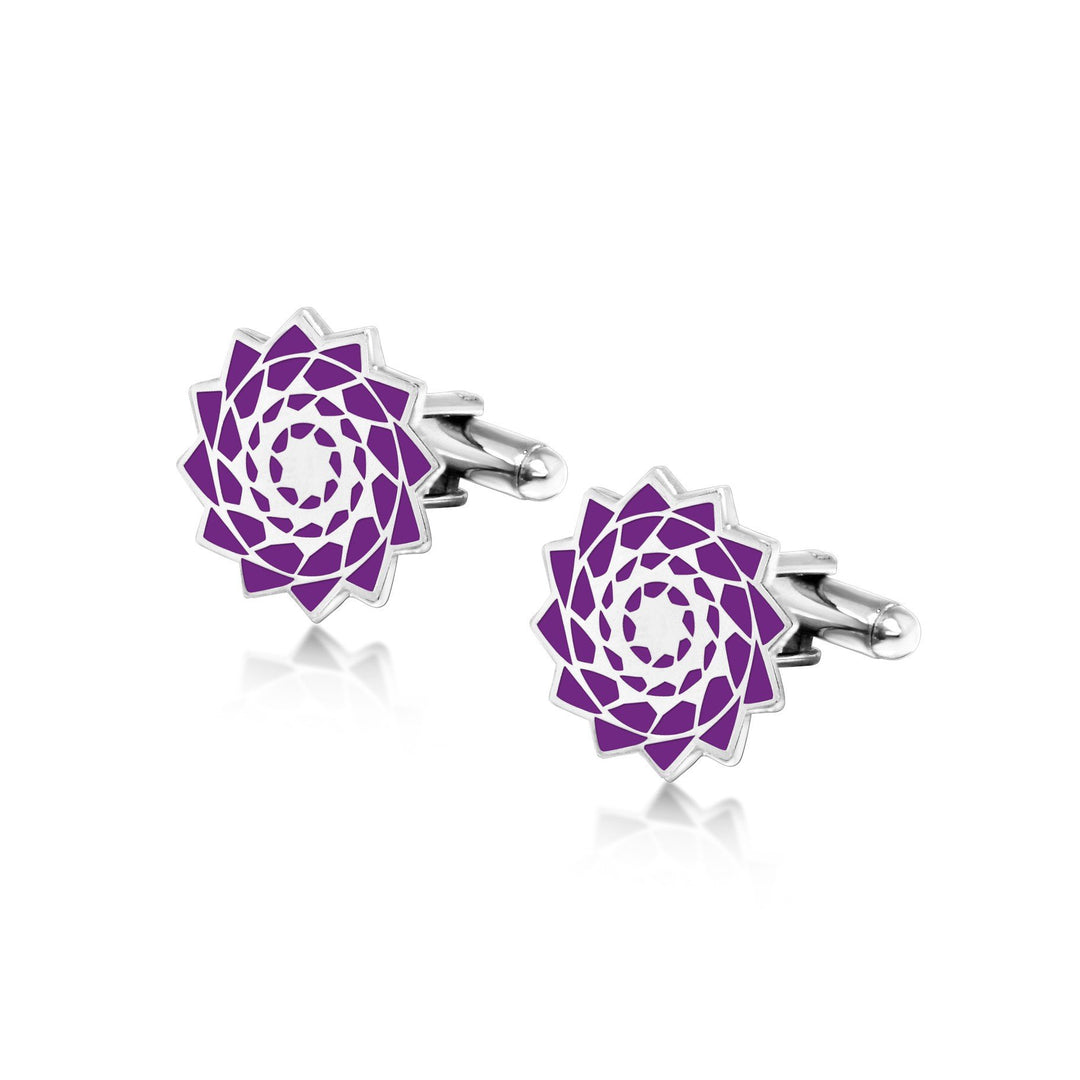 Pinecone Patchwork Cuff Links (Purple)