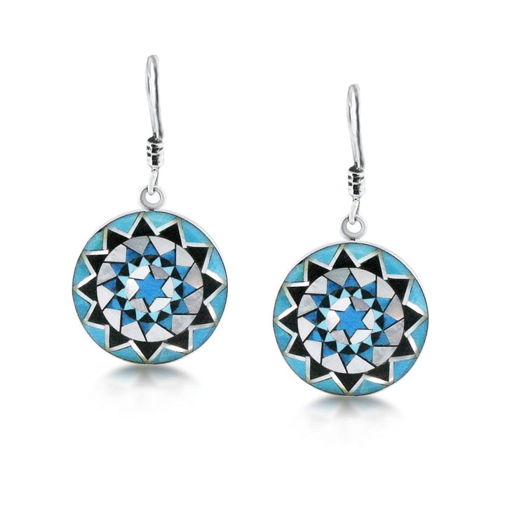 Pinecone Patchwork Inlay Turquoise Earrings-LumbeeJewelry.com