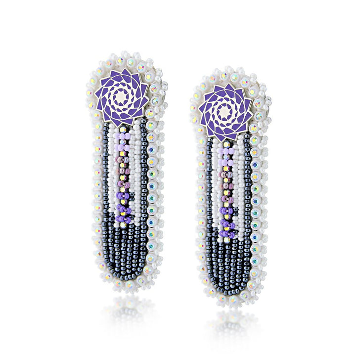 Hand Beaded Earrings Purple