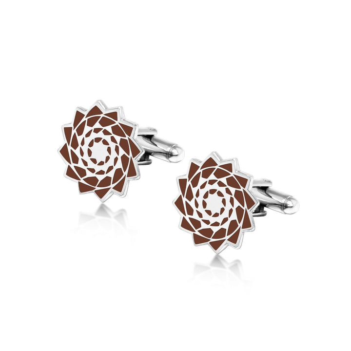 Pinecone Patchwork Cuff Links (Brown)