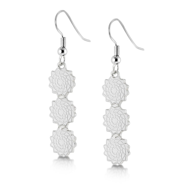 Pinecone Patchwork Trinity Earring (Silver)-LumbeeJewelry.com