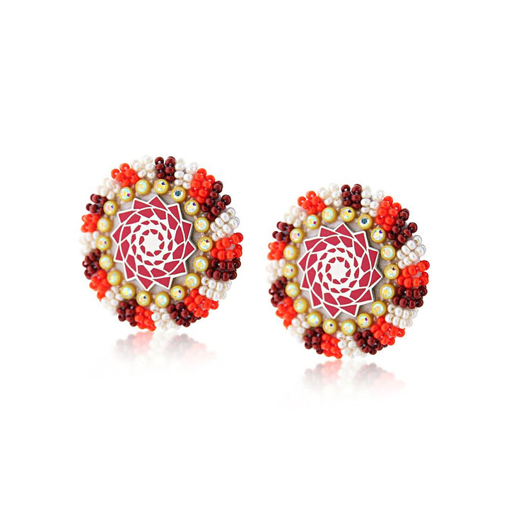 Hand Beaded Earrings SM Red