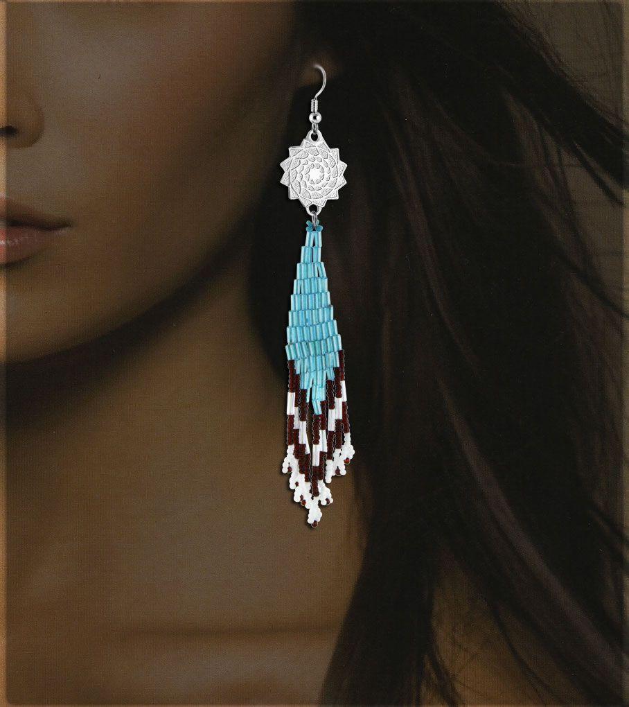 Seed Beaded Earrings Turquoise Black-LumbeeJewelry.com