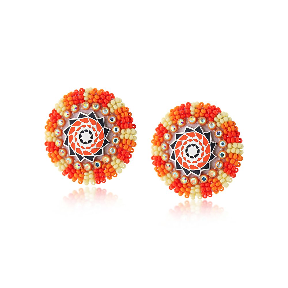 Hand Beaded Earrings SM Orange Black