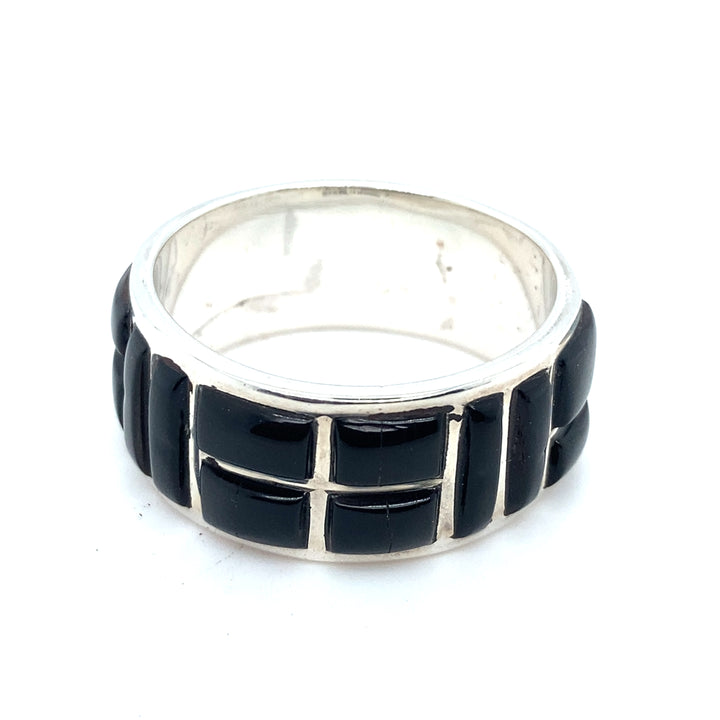 Sterling Black Horn Inlay Band 10mm