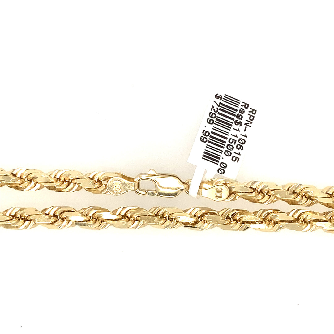 10k 5mm DC Rope Necklace 26 inch-LumbeeJewelry.com