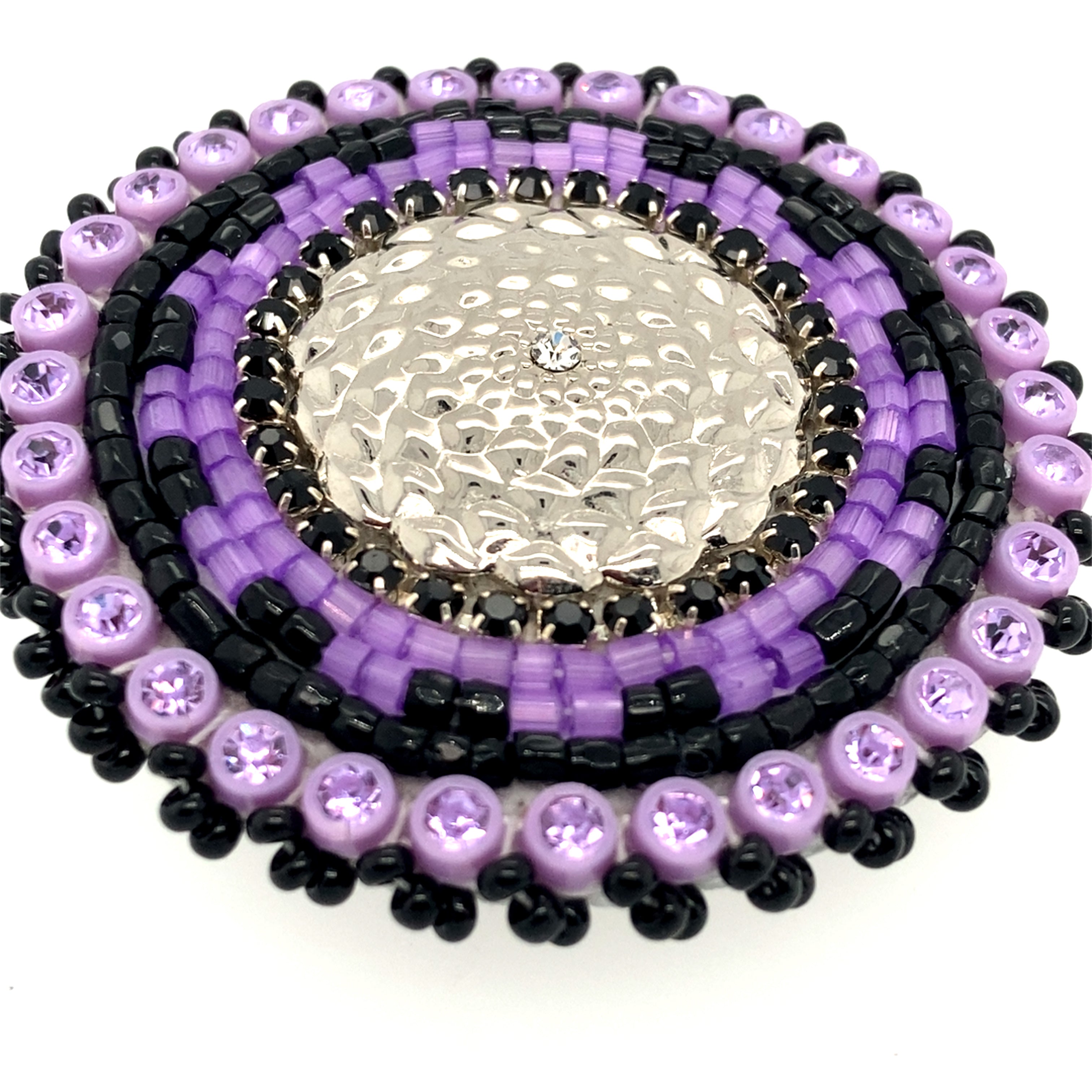 Handcrafted Beaded Purple & White Hook Earrings - Trendy Chandelier Style