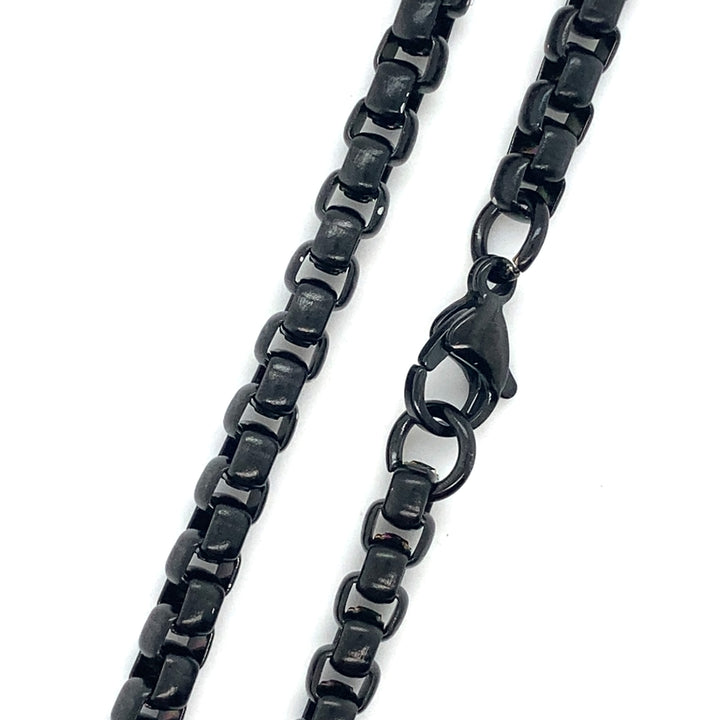 5mm 24inch Black Rolo Stainless Chain Necklace