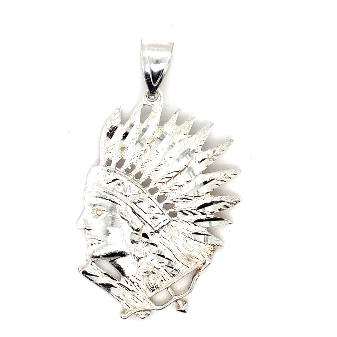 925 INDIAN HEAD CHARM W BOW AND ARROW Sterling pendant