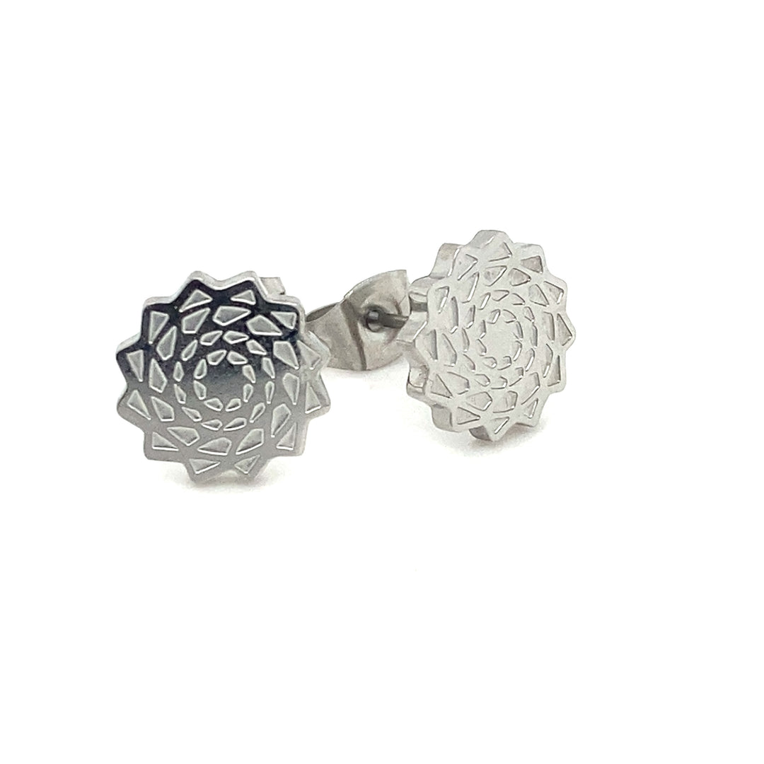 Pinecone Patchwork Studs/Earring 10mm Stainless-LumbeeJewelry.com