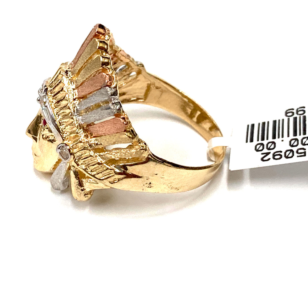 10kt Multi Gold Indian Head Ring-LumbeeJewelry.com