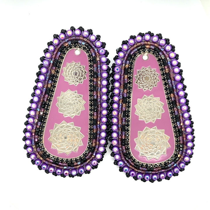 Hand Beaded Earrings Purple