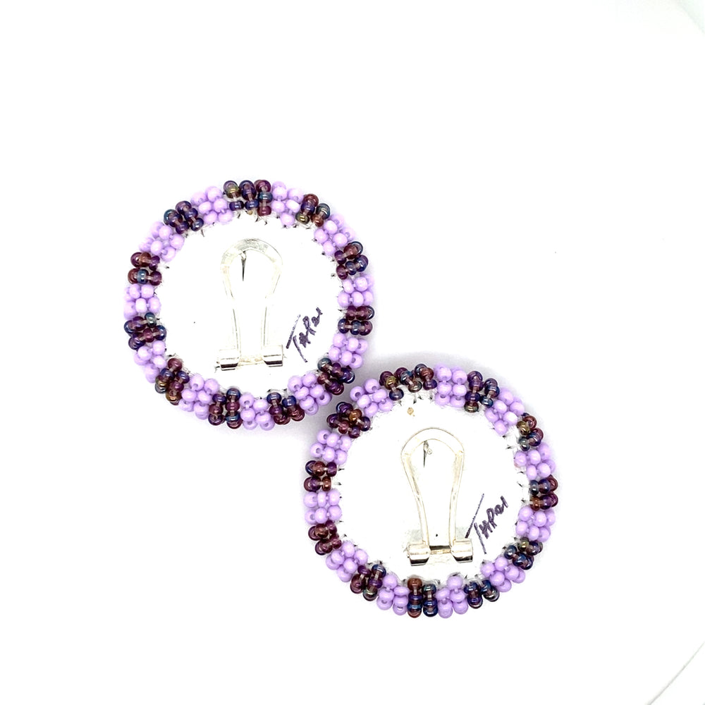 Hand Beaded Earrings SM Purple-LumbeeJewelry.com