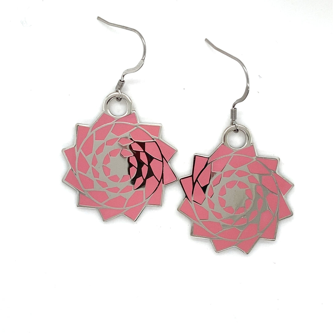 Pinecone Patchwork Medium Earrings (Pink)