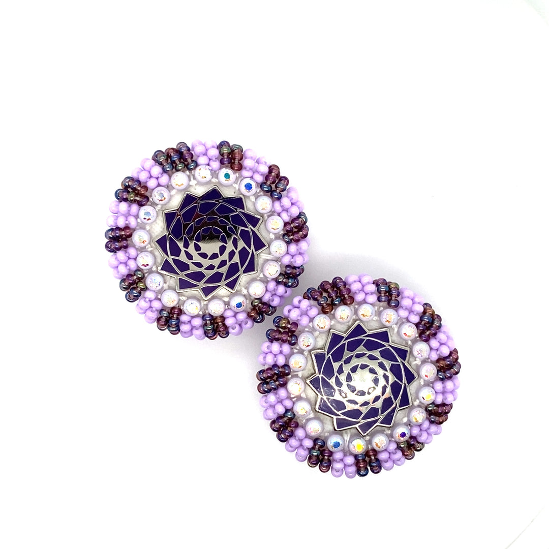 Hand Beaded Earrings SM Purple-LumbeeJewelry.com