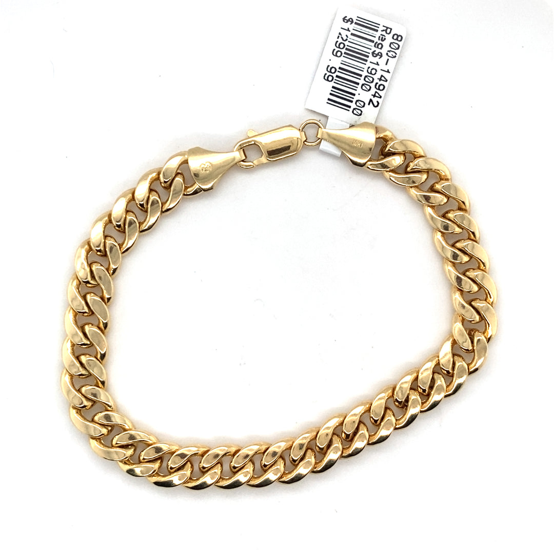 10k 7.5mm 9 Inch Cuban Bracelet