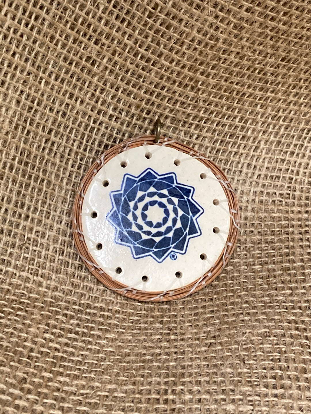 Pinecone Patchwork Christmas Ornament Cobalt Blue-LumbeeJewelry.com