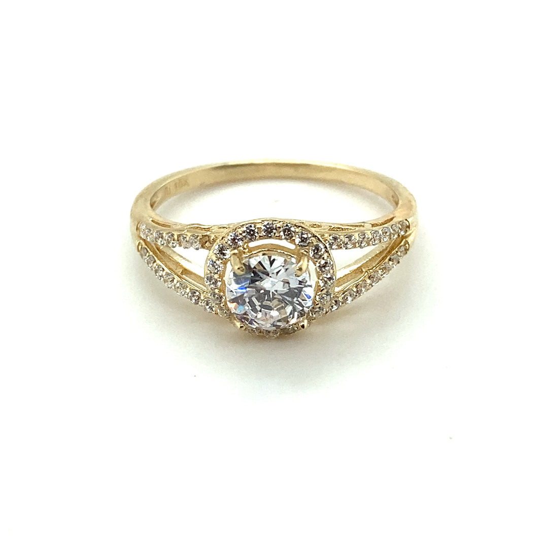 10k CZ Gold Ladies/Womens Ring 0.33 Ct Center CZ