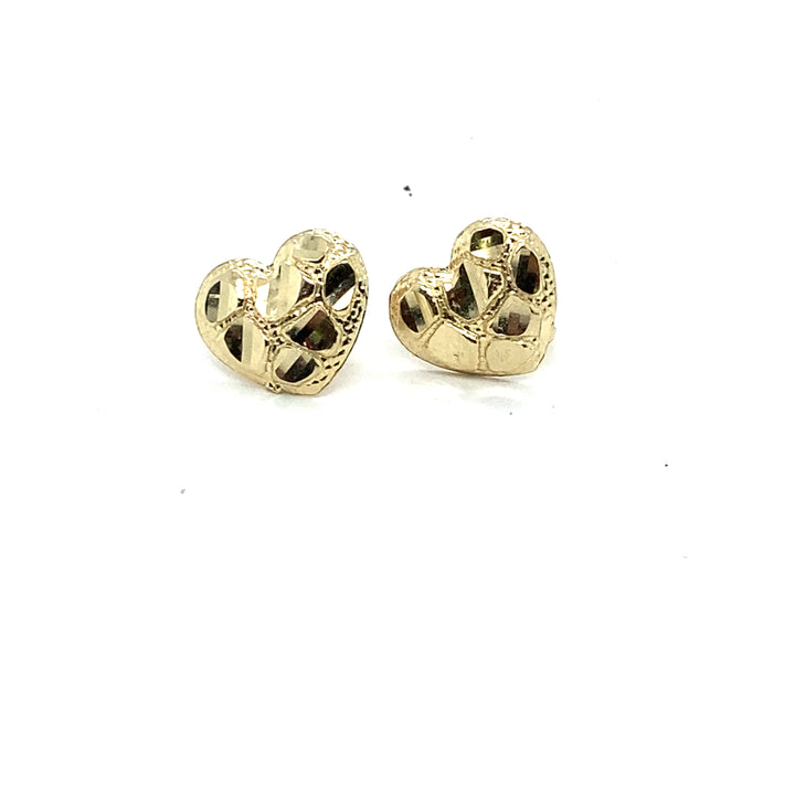 10k Heart 10mm  Nugget Earrings