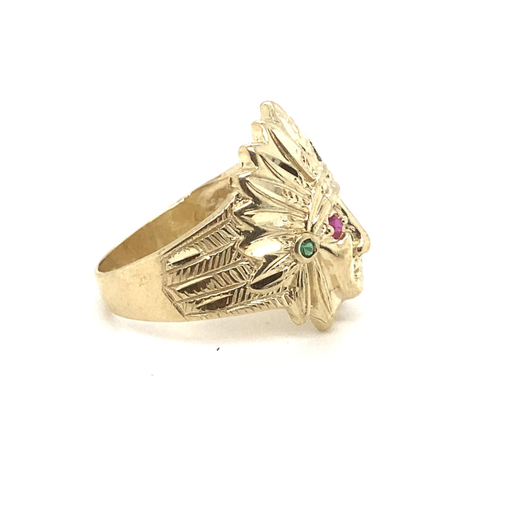 10k Indian head Ring with Stones-LumbeeJewelry.com