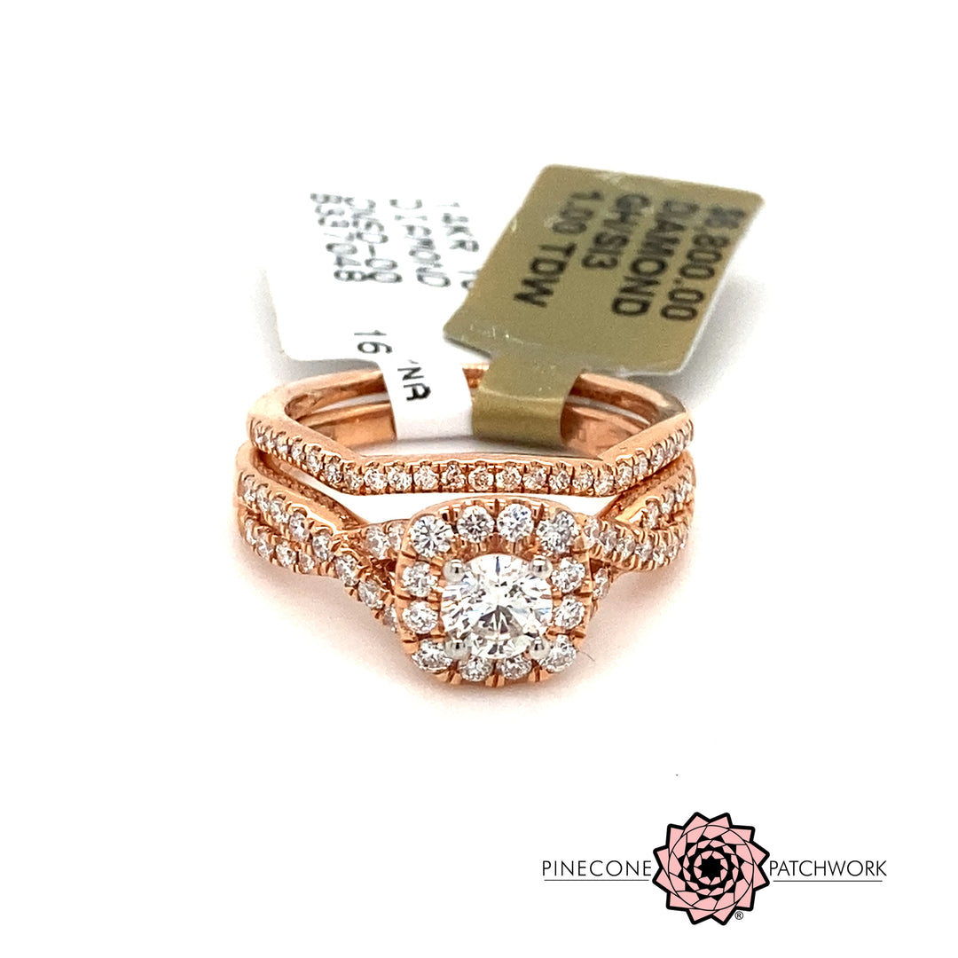 14kt Rose Gold Engagement Ring/Bridal set 5/8Ct. TW-LumbeeJewelry.com